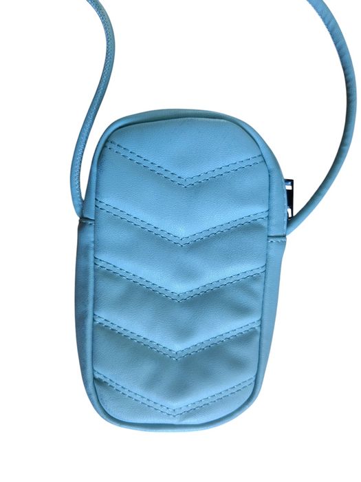 Mała skórzana markowa torebka Reserved błękitna