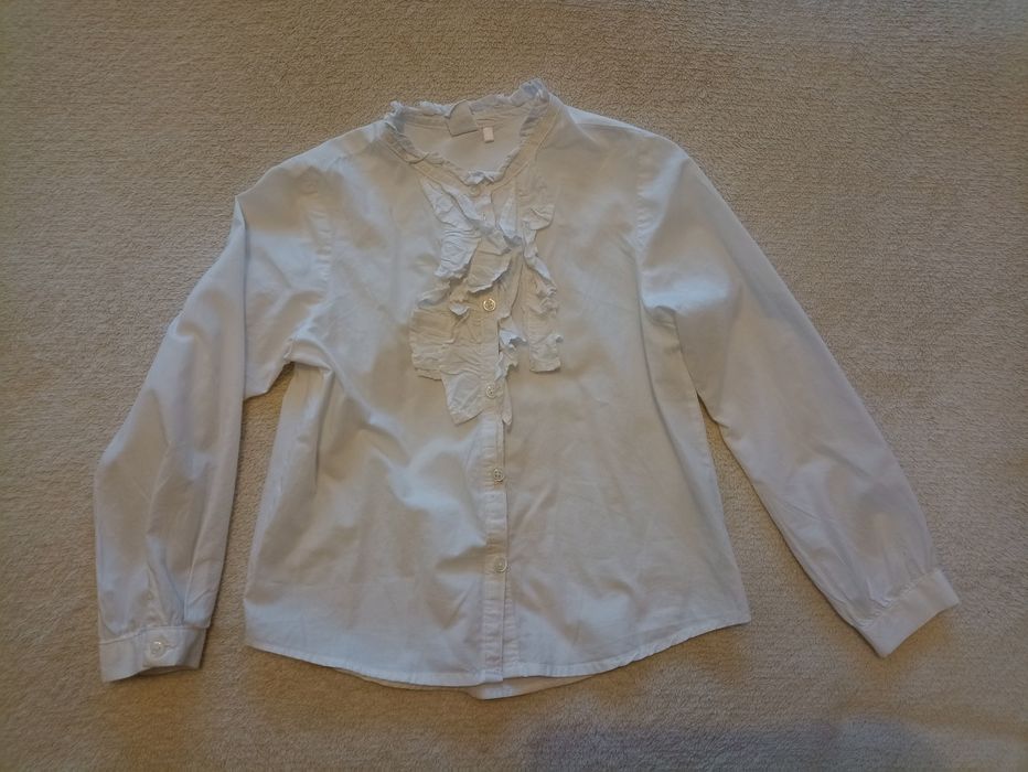 Biała bluzka długi rekaw smyk 122 7-8 lat wigilia jaselka występ