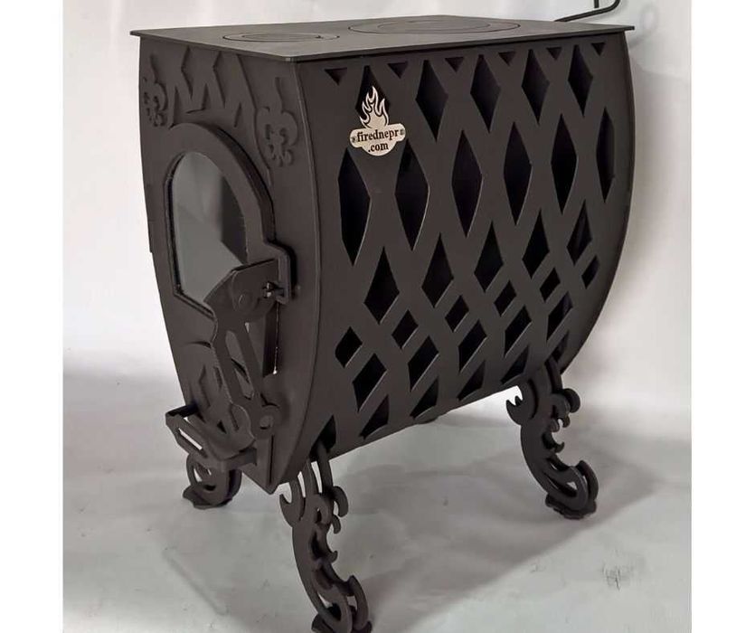Буржуйка тривалого горіння "Фаберже" зі склом для дома, дачі, кафе