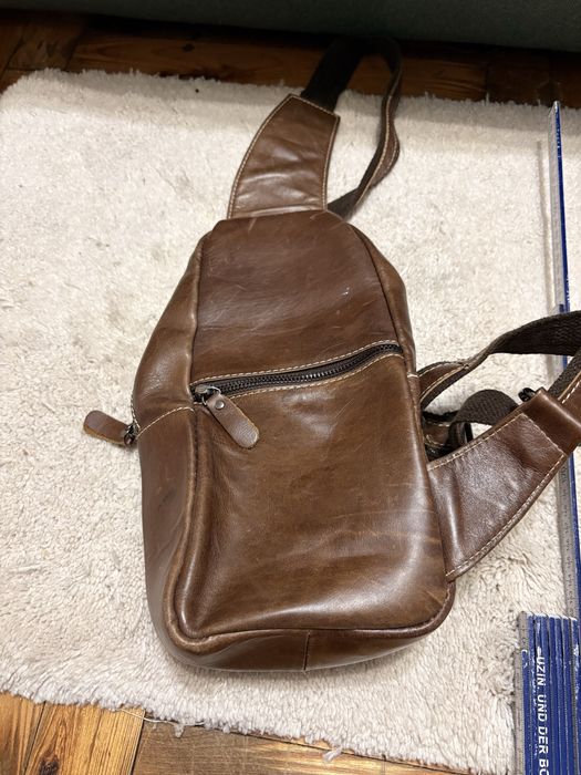 Кожаная мужская сумка нагрудная BullCaptain