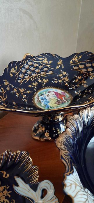 Продам вазы, фруктовницы, конфетницы кобаль, позолота 24 к, Германия