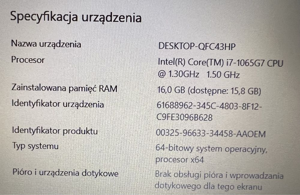 Laptop Dell Inspiron 3593 i7-1065G7 16GB 240GB