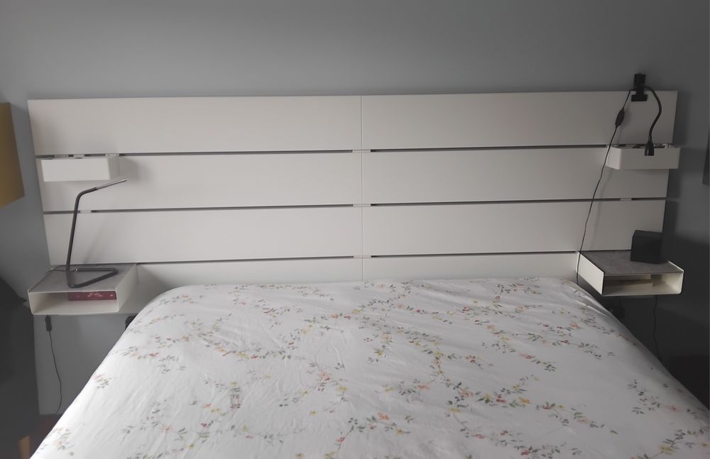 Cama de casal c/arrumação + cabeceira