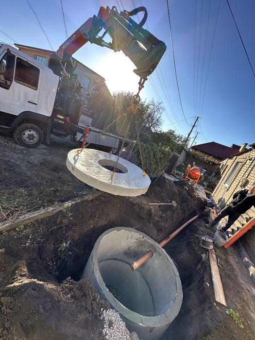 Сливная яма копка септиков водопровод земляные работы канализация