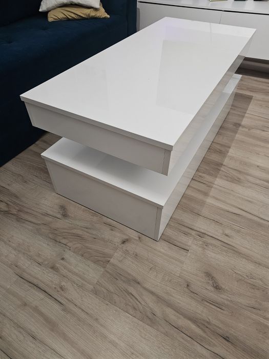 Stolik kawowy bialy polysk led