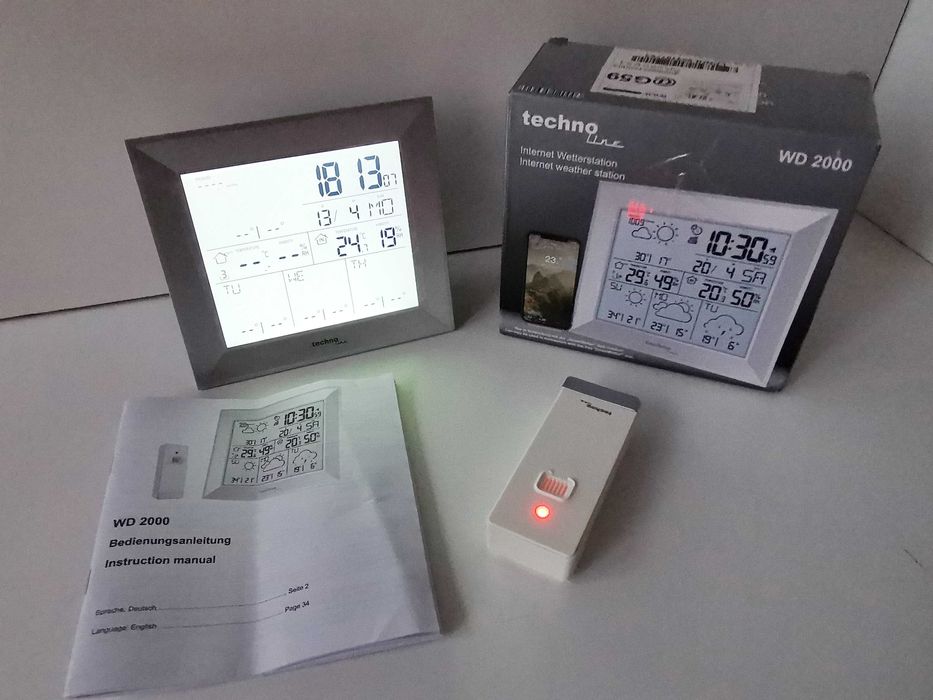 Stacja Pogodowa Technoline WD2000 LCD + Czujnik Wi-Fi Aplikacja
