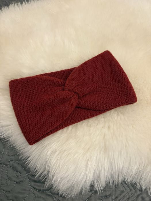 Opaska na glowe podwójna bordo 100% merino