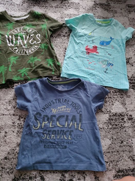 Koszulki t-shirt dla chłopca krótki rękaw 3 szt roz 92