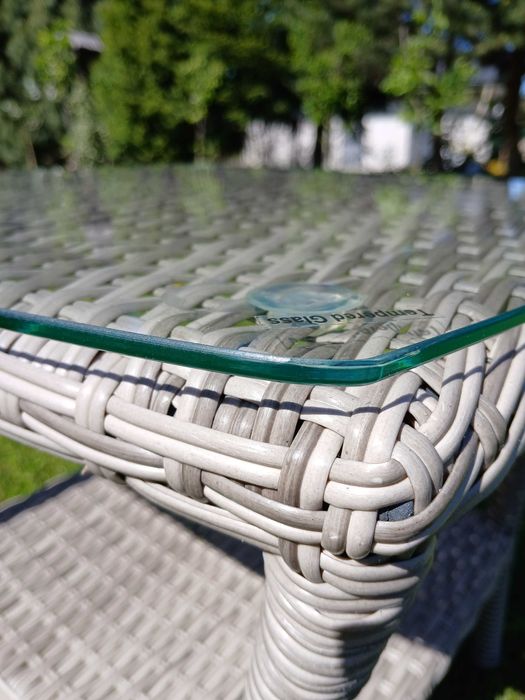 Stolik tarasowy ogrodowy Technorattan szklany gruby blat 50 x 50 Taras