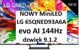 Nowy TV MicroLed LG 65QNED93A6A 144Hz evo AI webOS Dolby Vision Dolby Atmos HDMI 2.1 DVB-T2