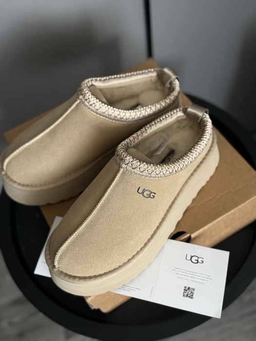 Ugg tazz бежеві замшеві угги капці тапки жіночі угі уггі
