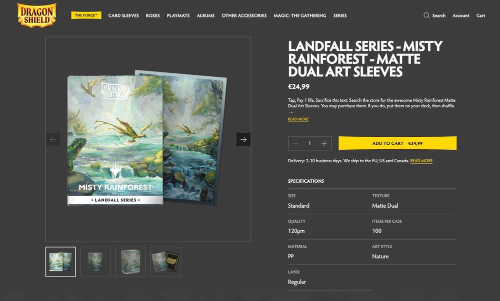 Dragon Shield LANDFALL Series - Misty Rainforest | 100 Sleeves - Caixa Selada