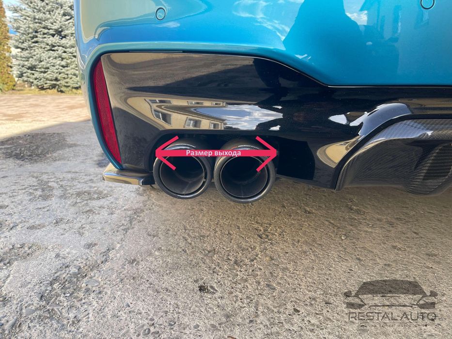 Карбоновая насадка на выхлоп BMW с гравировкой М глянец 63mm 102mm