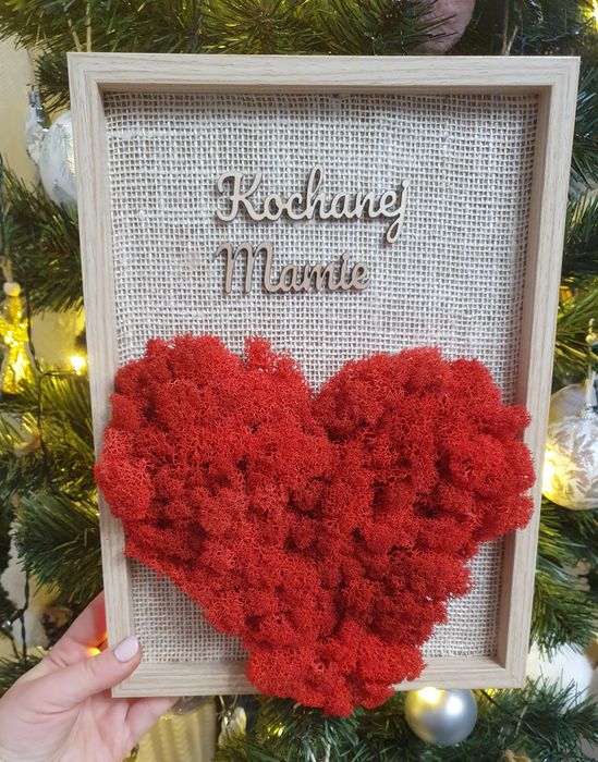 Prezent dla Mamy dzień mamy matki serce z mchu