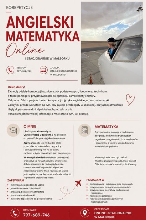 Korepetycje angielski matematyka Malbork i okolice