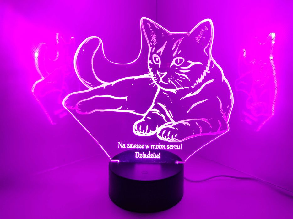 Kotek, Kiciuś Kot Lampka nocna LED na pilota SUPER prezent z dedykacją