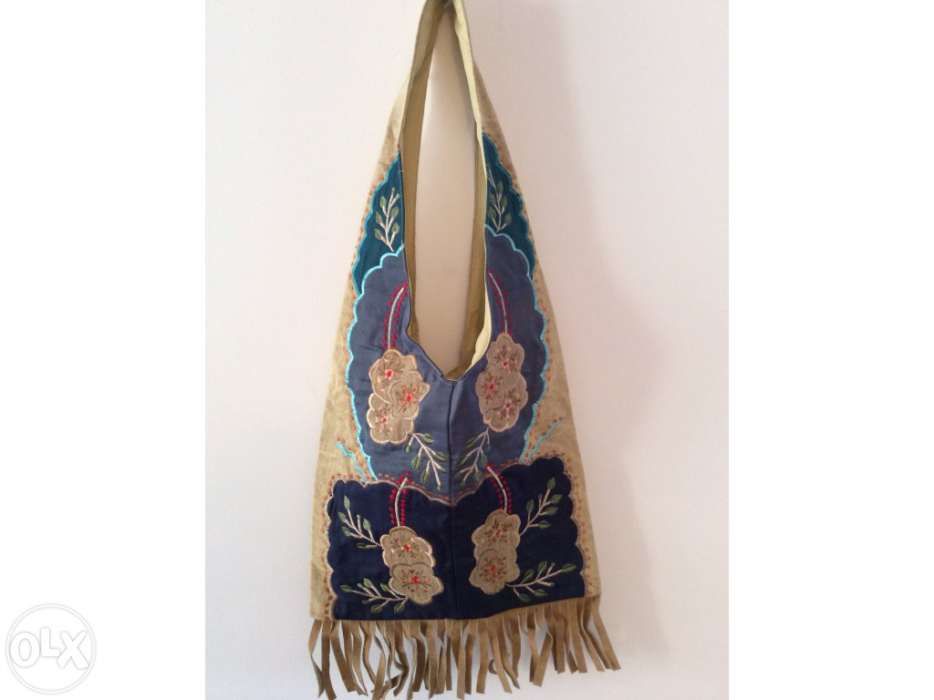 Bolsa em ganga flores