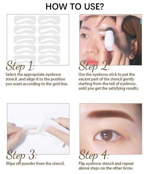 Stempel Do brwi Pomada Szablony Brązowy X4