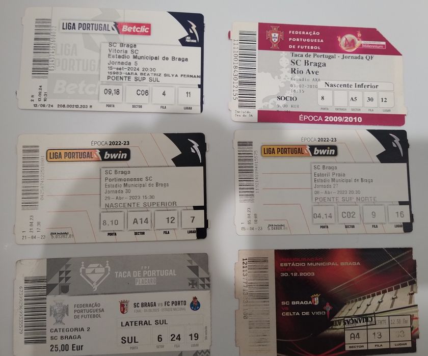 Bilhetes jogos SC Braga