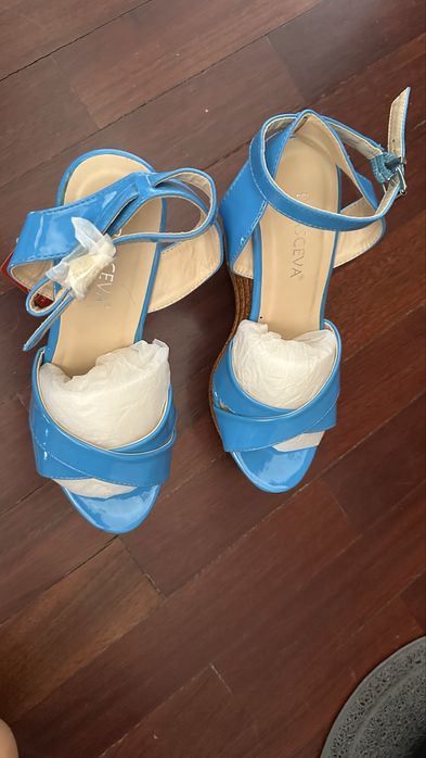 Sandalias de cunha azuis