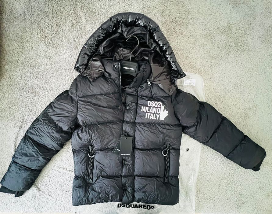 Nowa Dsquared2 DSQ2 Milano Czarna Zimowa Kurtka oryginał