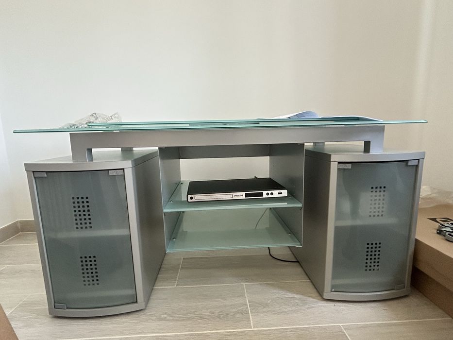 Móvel de tv de vidro rotativa