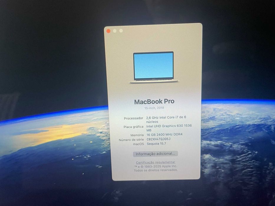 Macbook Pro 2018 com processador i7 e 16GB de RAM