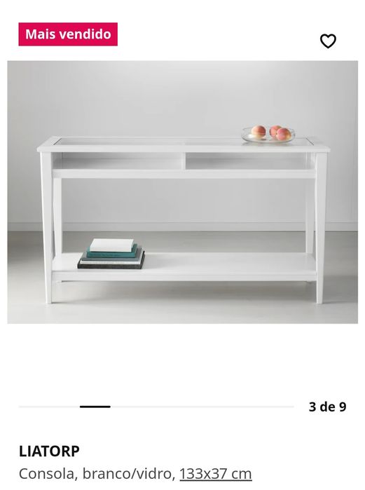 Consola/aparador branco vidro LIATORP IKEA novo