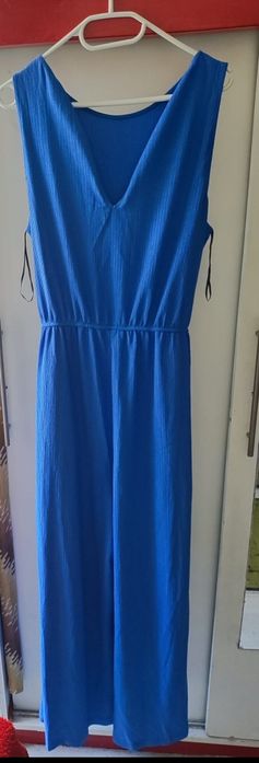 Suknia Sukienka Kombinezon Damski z Szerokimi Nogawkami Niebieski