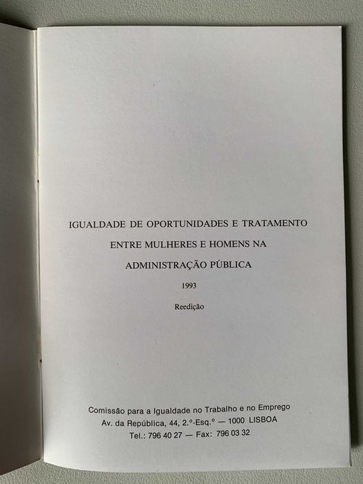 Igualdade de Oportunidades e Tratamento Entre Mulheres e Homens na...