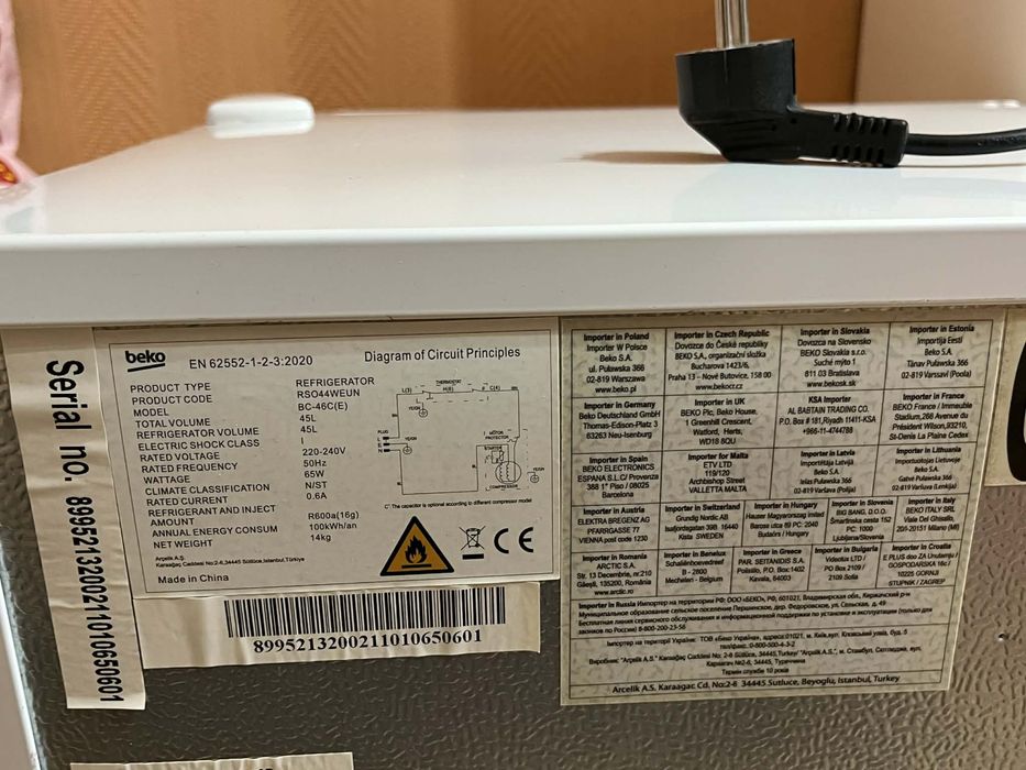 Lodowka hotelowa beko