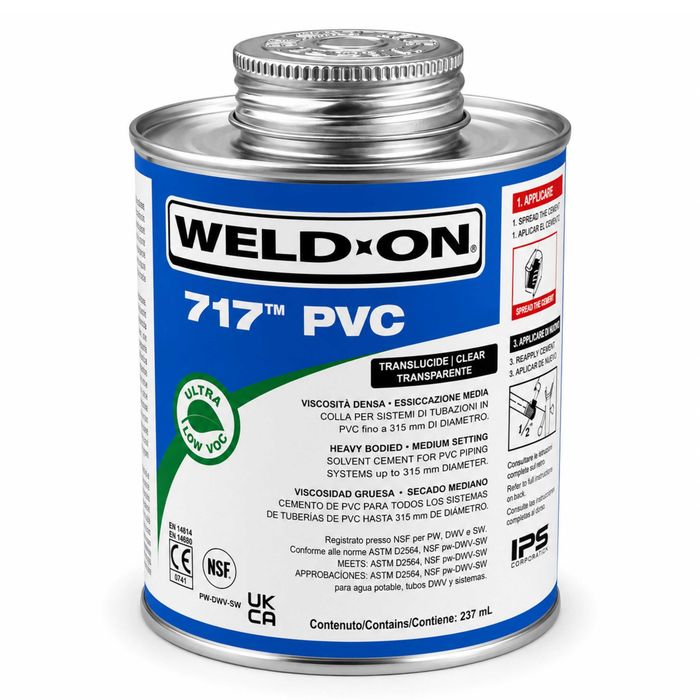 Klej do rur pvc WELD-ON 717 przezroczysty wysokolepki 237 ml