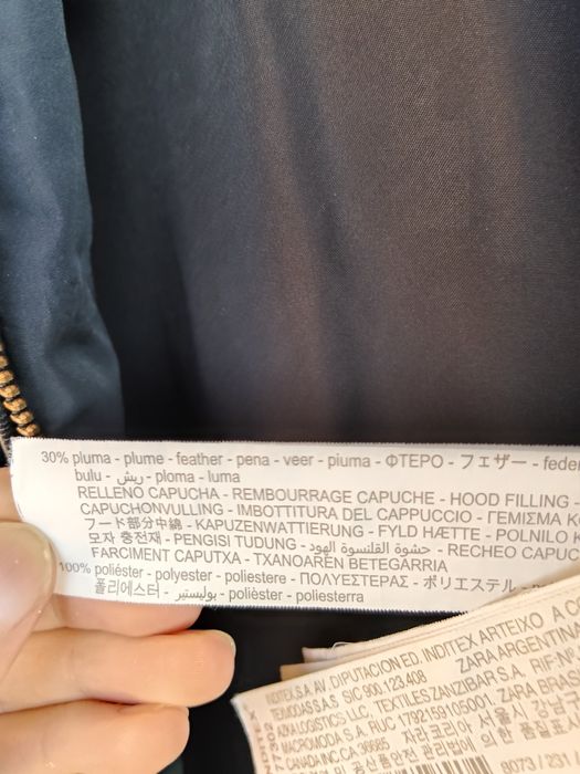 Płaszcz puchowy Zara r S 36 granatowy