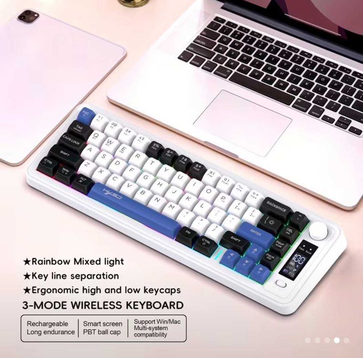 Клавіатура бездротова мембранна HXSJ-L68 RGB
