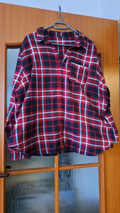 Czerwona Koszula w kratkę marki George rozmiar 50 5xl