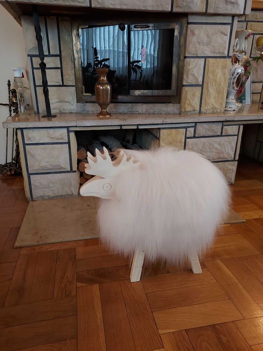 Renifer Reniferek Dekoracyjny Obity Naturalną Skórą Owczą Renifer