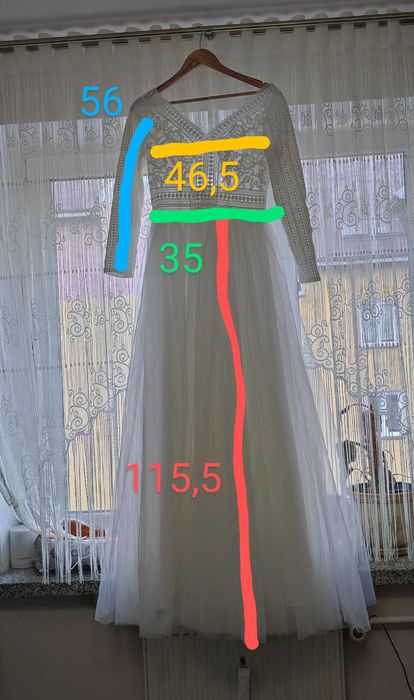 Suknia ślubna Boho długi rękaw