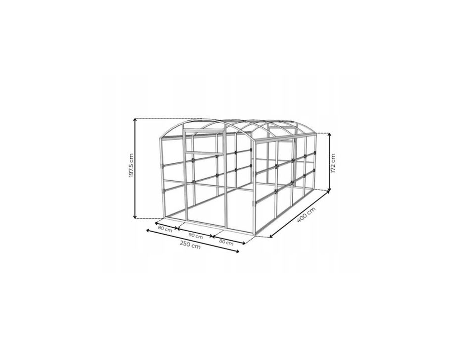 Szklarnia Tunel 2.5x4 2.5x6 2.5x8m z poliwęglanu 4/6 mm Profil 40x20mm