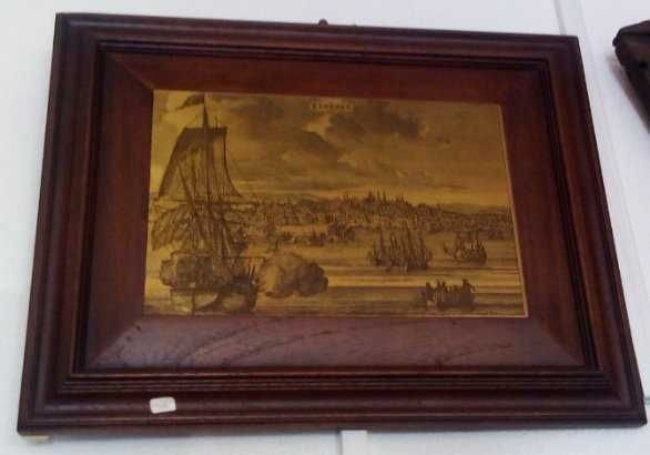 Antigo quadro burilado em cobre " Lisboa Antiga"
