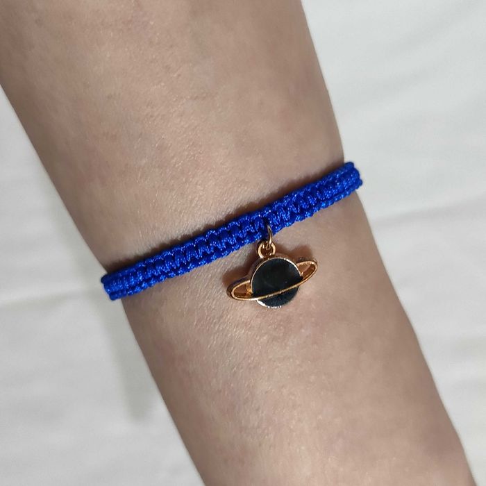 B525 Bransoletka Planeta Saturn makrama pleciona Handmade Rękodzieł
