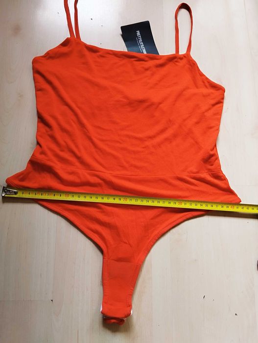 pomarańczowe body na ramiączkach L gładkie dopasowane elastyczne oranż