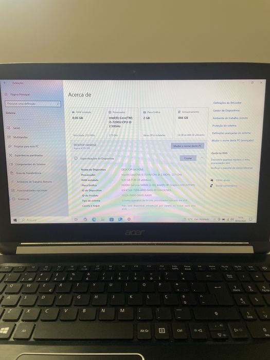 Portátil Acer | i5-7200u 2.5Ghz | 8GB RAM | Nvidia GeForce 940MX