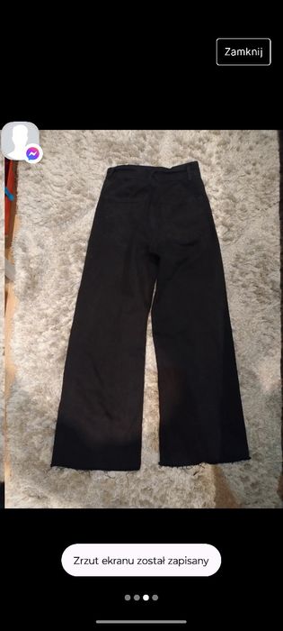 Spodnie jeansy cullotte czarne wysoki stan