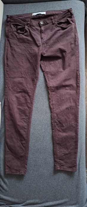 Bordowe damskie spodnie rurki 44r