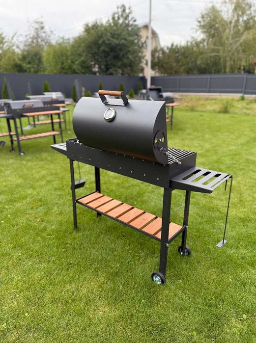 ВСЕ В КОМПЛЕКТІ Мангал з кришкою на колесах з підставкою під казан