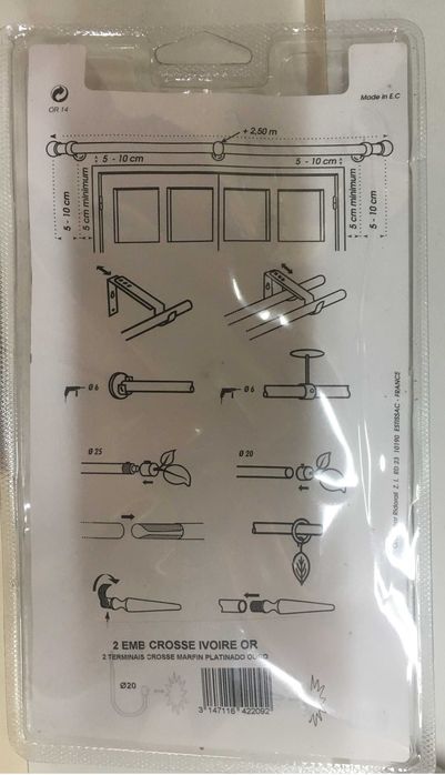 Ferragens para varão de cortinado.