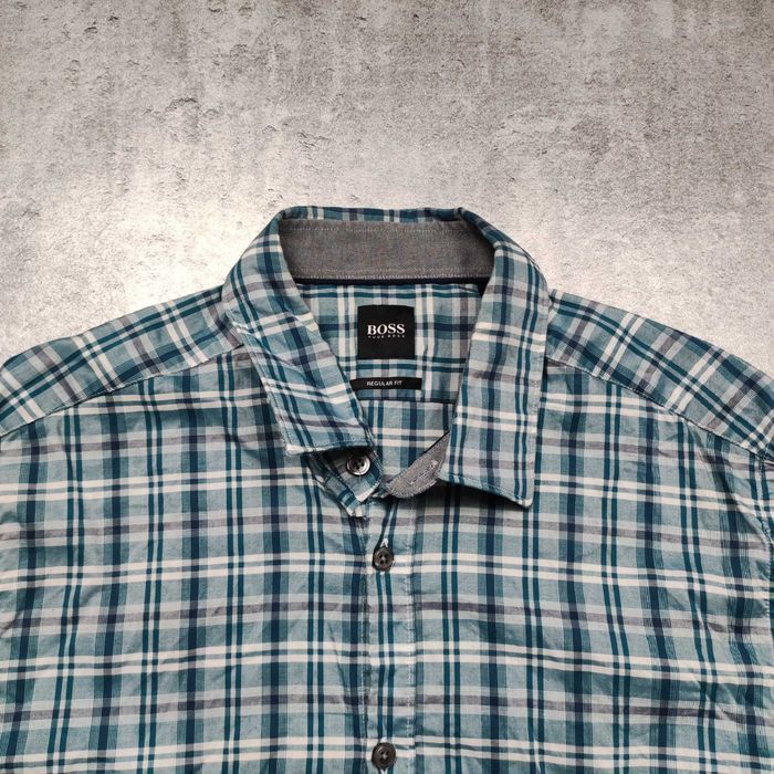 MĘSKA Elegancka PREMIUM Koszula Bawełna Kratka Hugo Boss Regular Logo
