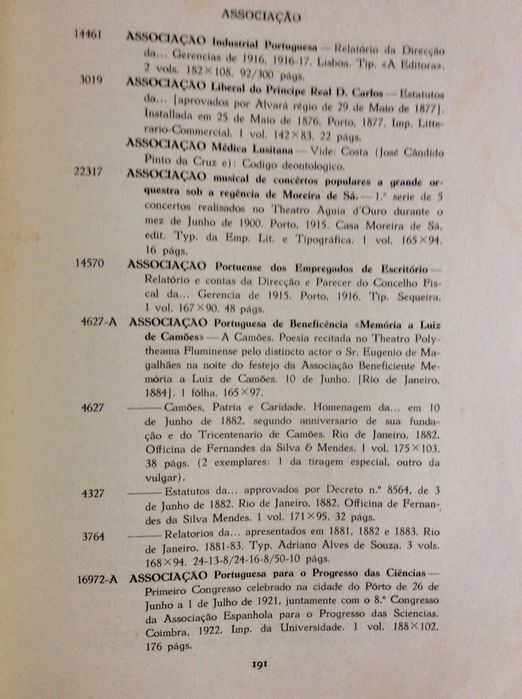 Ateneu Comercial do Pôrto. Catálogo da Biblioteca (A – C), 1942. 1.º e único volume publicado.