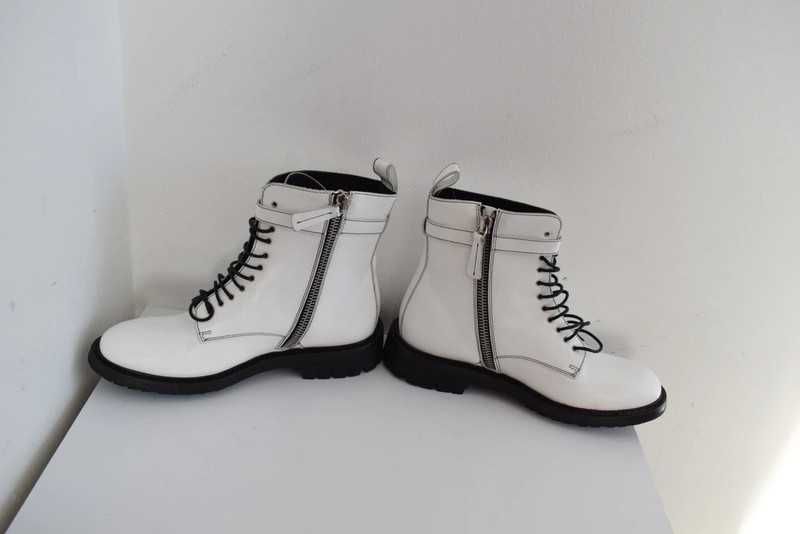 Belstaff botki glany buty skórzane białe wiązane 38
