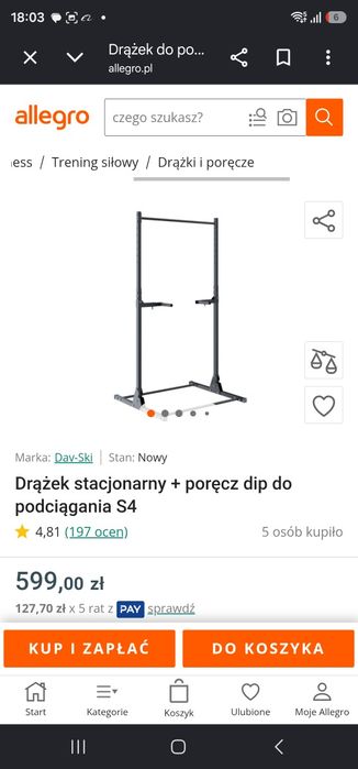 Drążek do podciągania s4 z uchwytami do dipów